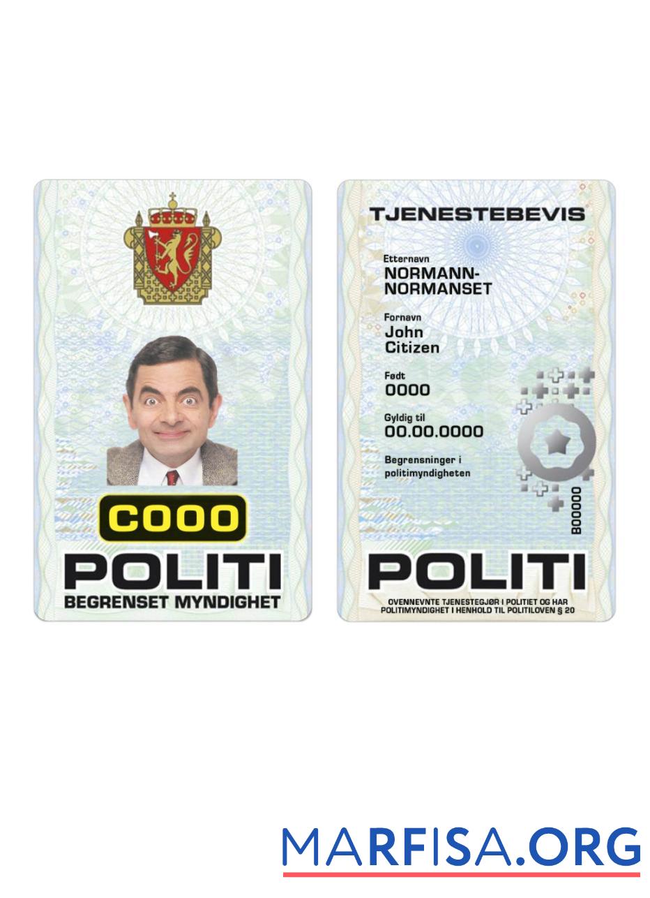 Realistic Norway Police ID card example